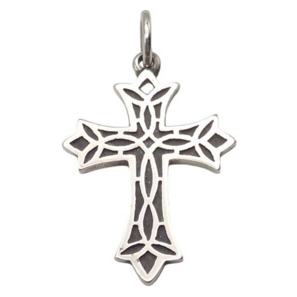Retired James Avery Cross Pendant Charm Small 925 Sterling Silver Celtic Lattice - Picture 1 of 9